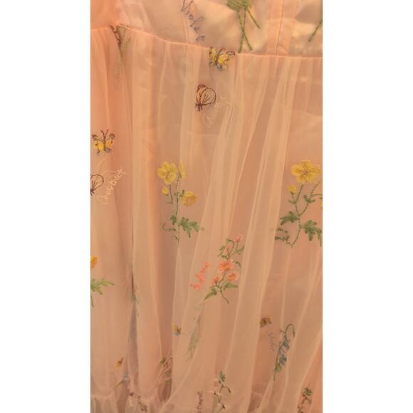 Pink Floral Tulle Dress | Size 2X | Full Zip Back - Picture 3 of 4